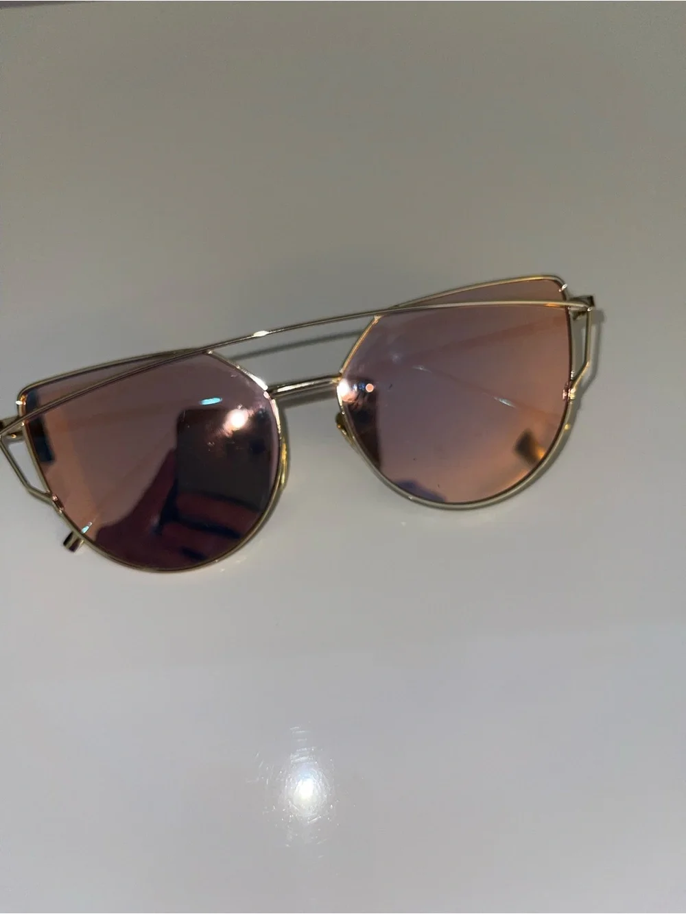 GLOWGLAM Gold Frame Pink-Gold Mirrored Women's Sunglasses